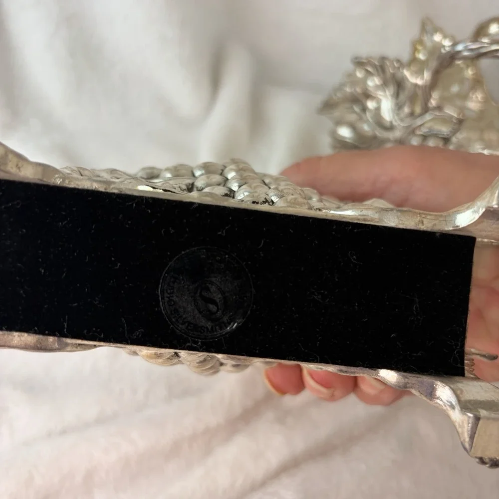 Vtg 90s Studio Silversmiths Antique Finish Grape Napkin Holder Original Box Pair